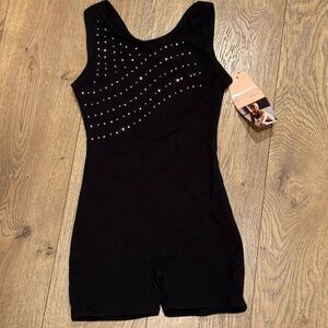NEW Danskin Black  Dancewear/ Leotard with Diamond Details